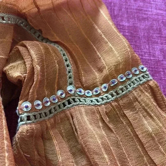 Anthropologie Blink London rust orange beaded bohemian top - Picture 9 of 12